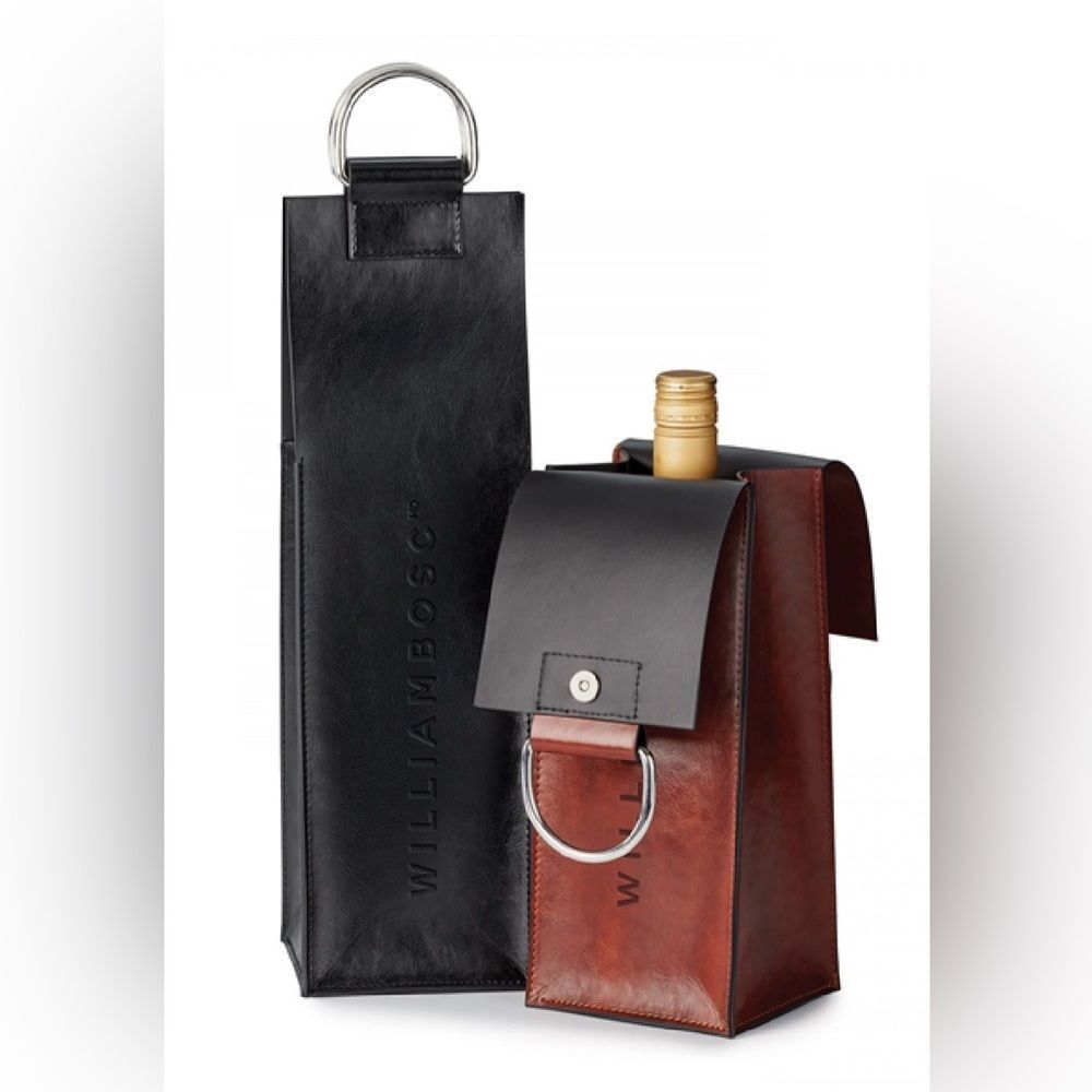 Spector & Co Faux Leather Doh Le D Ring Handle Black Bottle Carrying Case